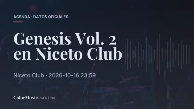 Genesis Vol. 2 en Niceto Club