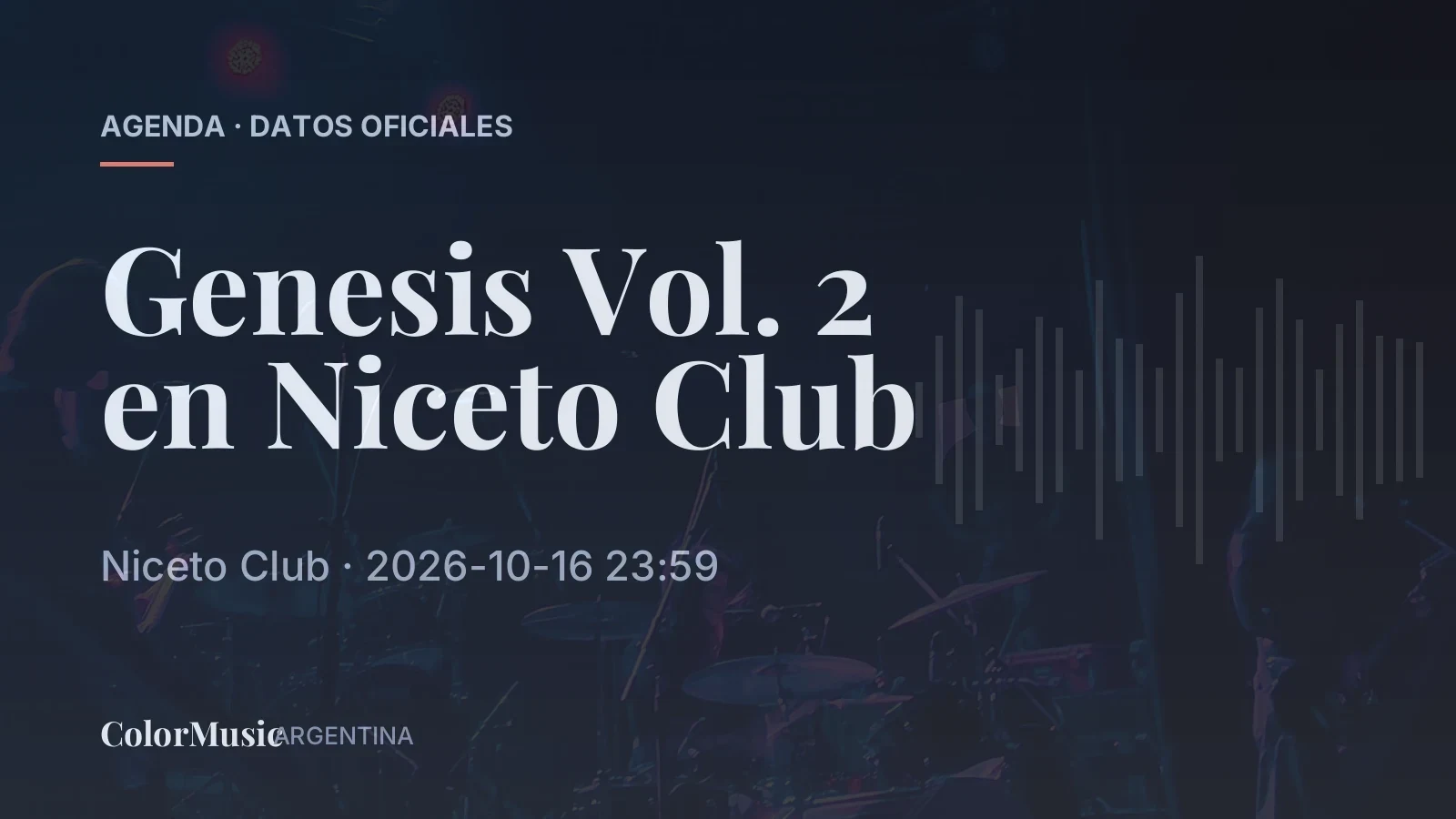 Genesis Vol. 2 en Niceto Club