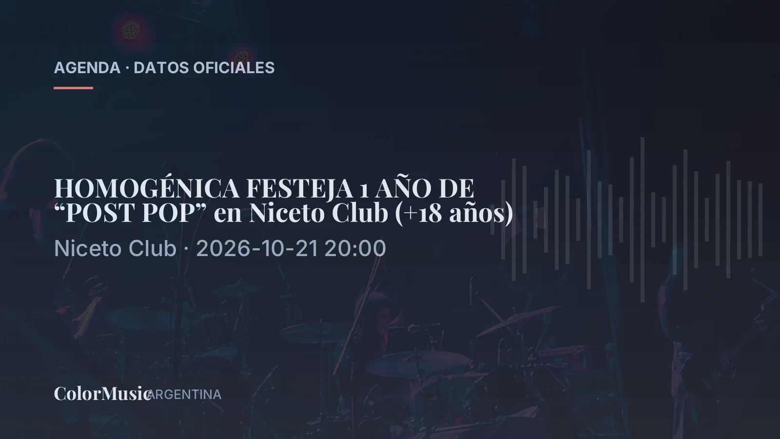 Homogénica Festeja 1 Año de “Post Pop” — Niceto Club (21 de octubre)