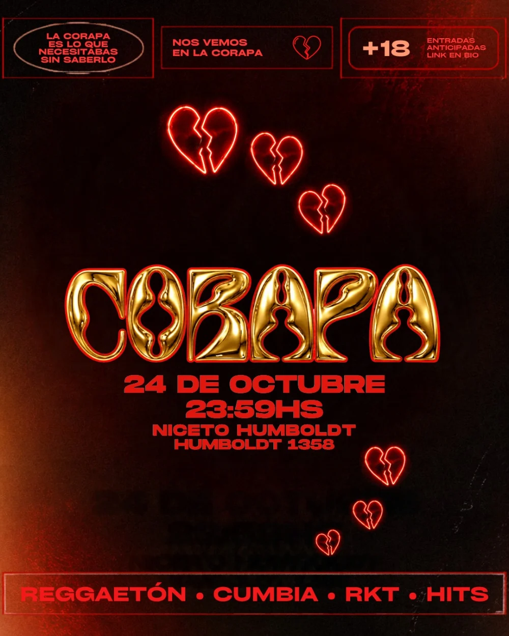 Corapa 24 0ct en Humboldt | Niceto Club (+18 años)