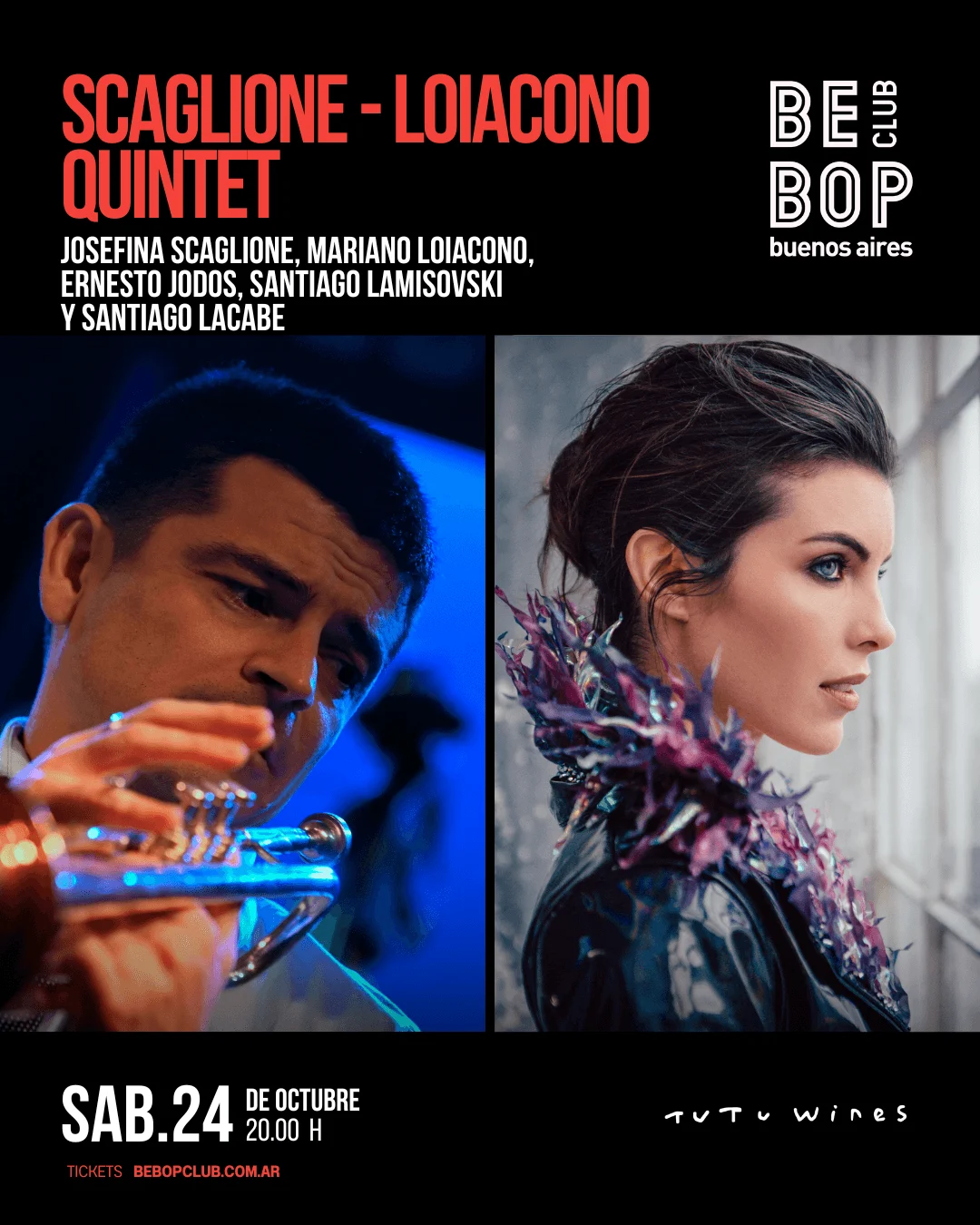Scaglione – Loiacono Quintet | Josefina Scaglione, Mariano Loiacono, Ernesto Jodos, Santiago Lamisovski y Santiago Lacabe — Bebop Club