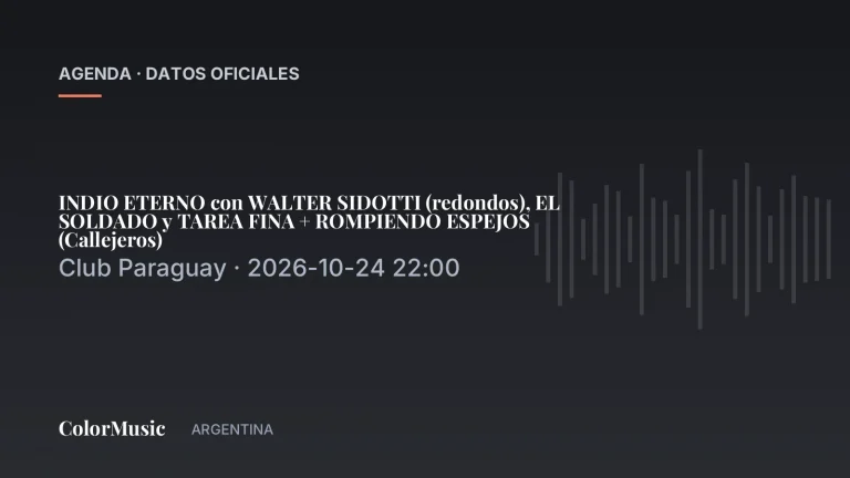 INDIO ETERNO con WALTER SIDOTTI (redondos), EL SOLDADO y TAREA FINA + ROMPIENDO ESPEJOS (Callejeros) — Club Paraguay