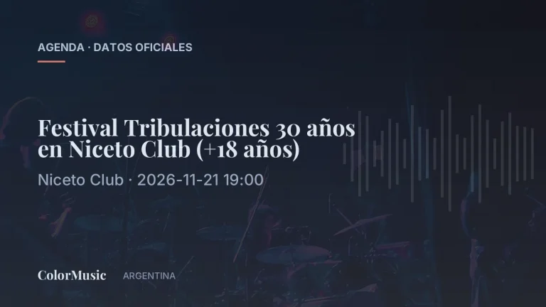 Festival Tribulaciones 30 años en Niceto Club (+18 años)