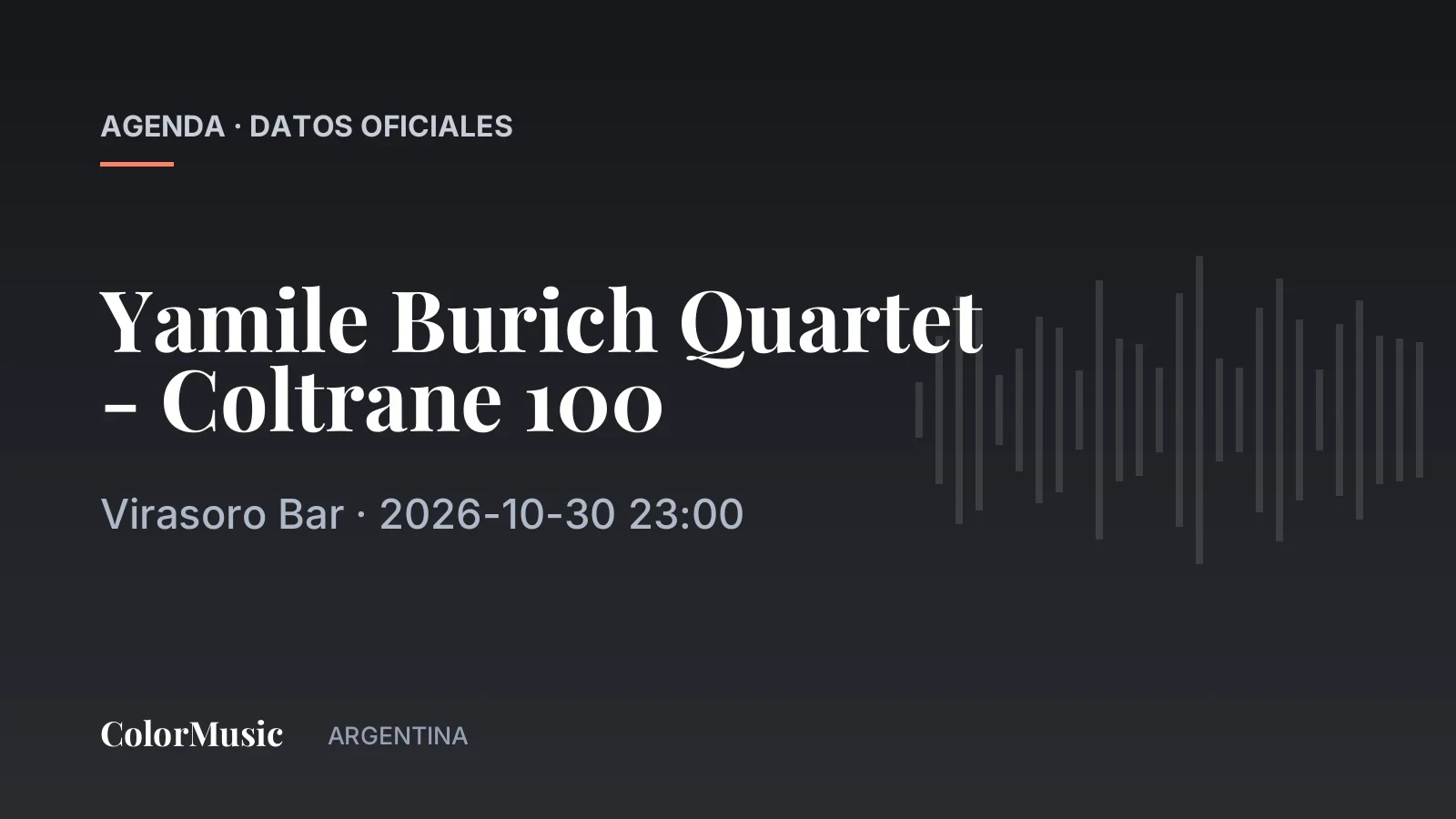 Yamile Burich Quartet – Coltrane 100 — Virasoro Bar (30 de octubre)