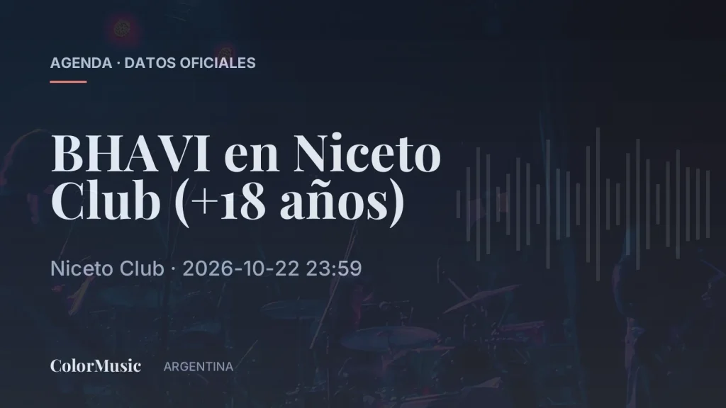 BHAVI en Niceto Club (+18 años)