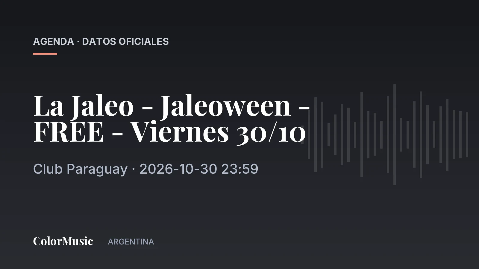 La Jaleo – Jaleoween – FREE – Viernes 30/10 — Club Paraguay