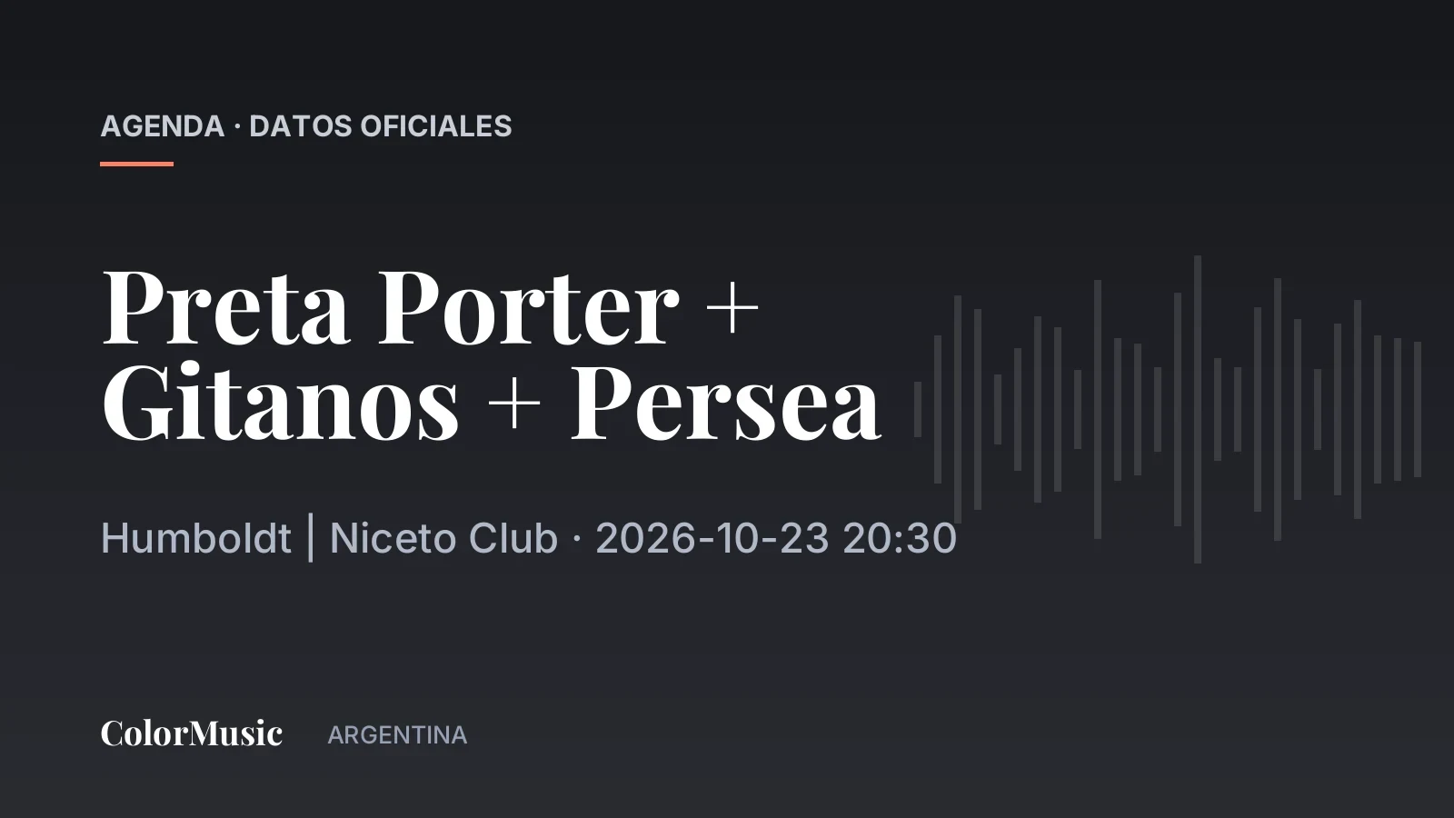Preta Porter + Gitanos + Persea — Humboldt | Niceto Club