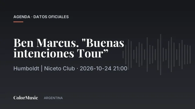 Ben Marcus. «Buenas intenciones Tour” — Humboldt | Niceto Club