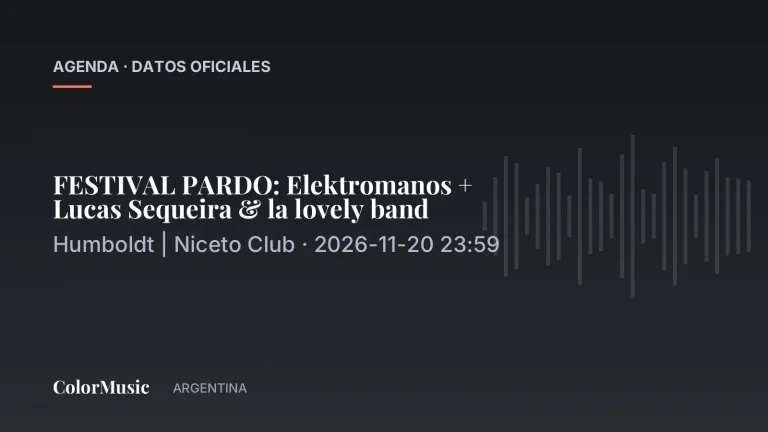FESTIVAL PARDO: Elektromanos + Lucas Sequeira & la lovely band — Humboldt | Niceto Club