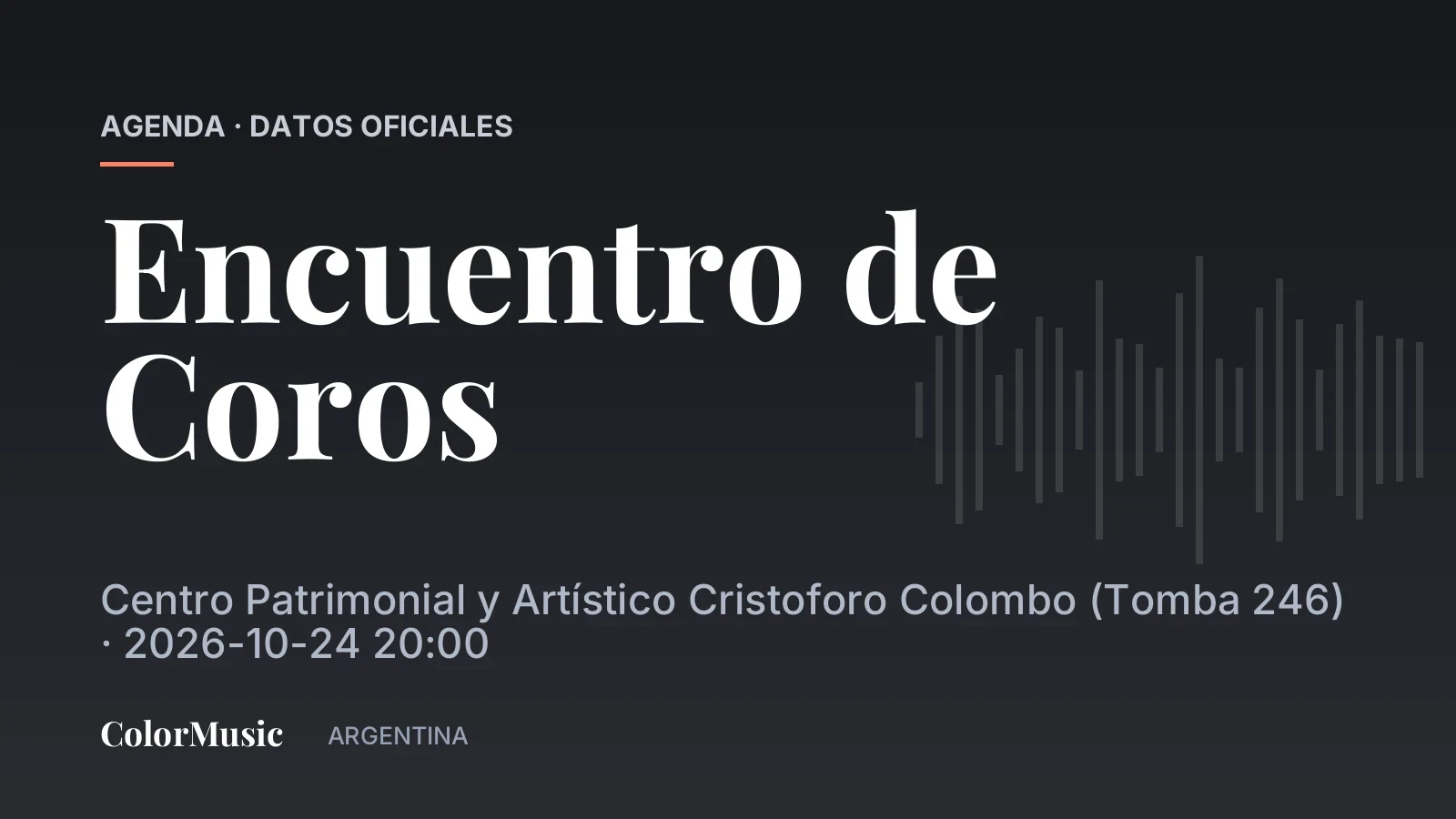 Encuentro de Coros — Centro Patrimonial y Artístico Cristoforo Colombo (Tomba 246)