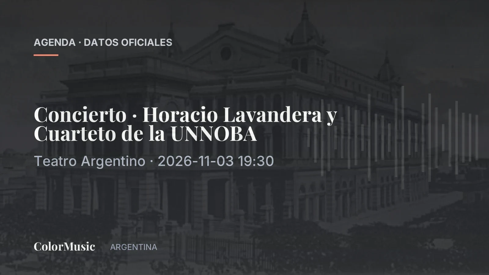Concierto · Horacio Lavandera y Cuarteto de la UNNOBA — Teatro Argentino