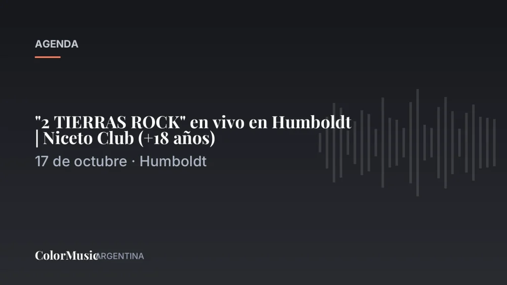 "2 TIERRAS ROCK" en vivo en Humboldt | Niceto Club (+18 años) · ColorMusic Argentina