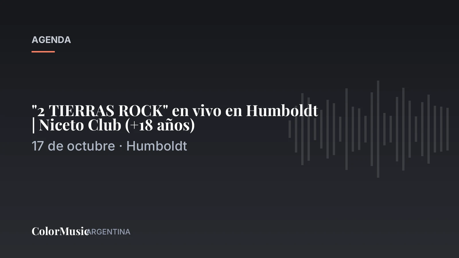 «2 TIERRAS ROCK» en vivo en Humboldt | Niceto Club (+18 años)