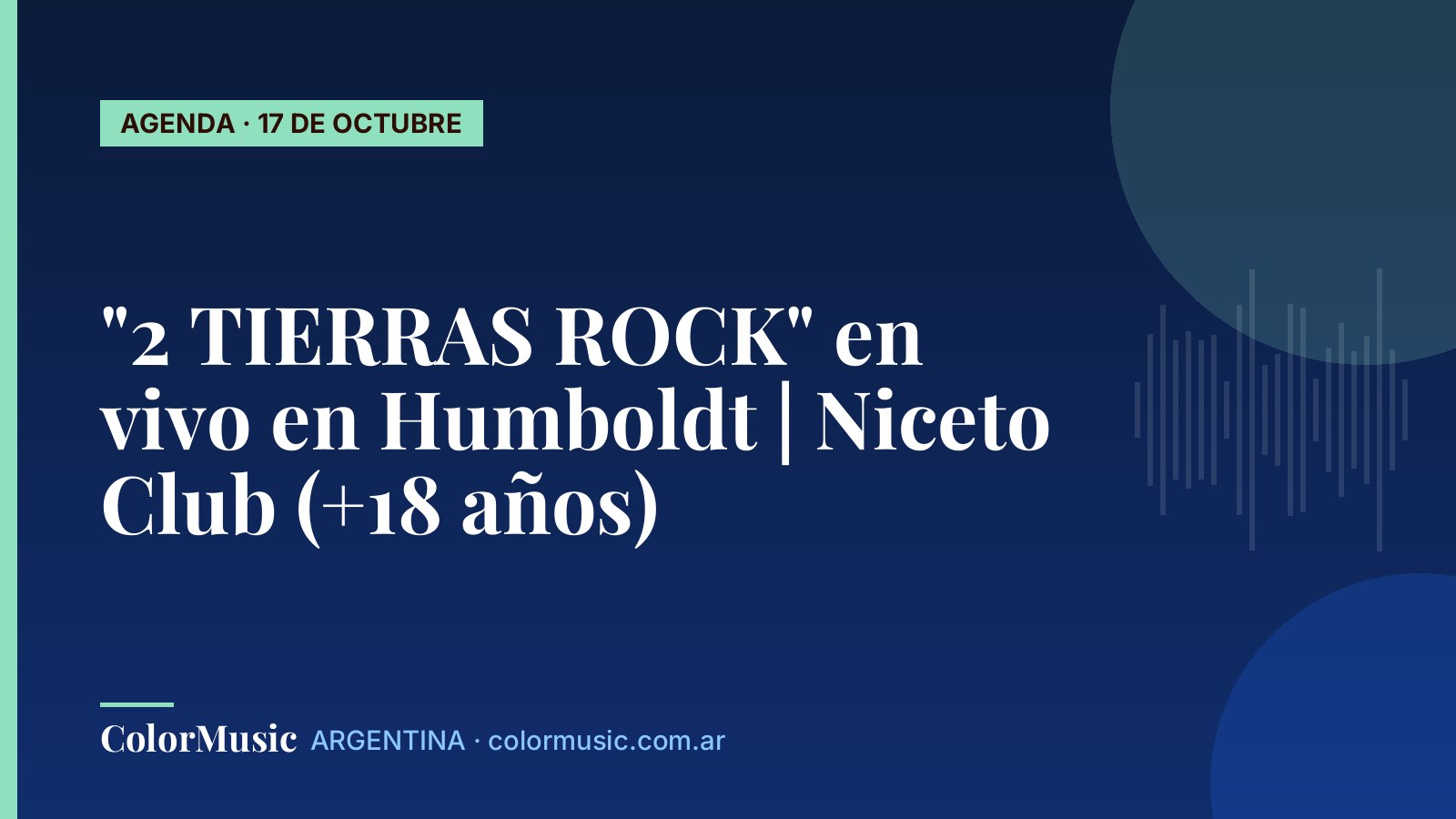 «2 TIERRAS ROCK» en vivo en Humboldt | Niceto Club (+18 años)