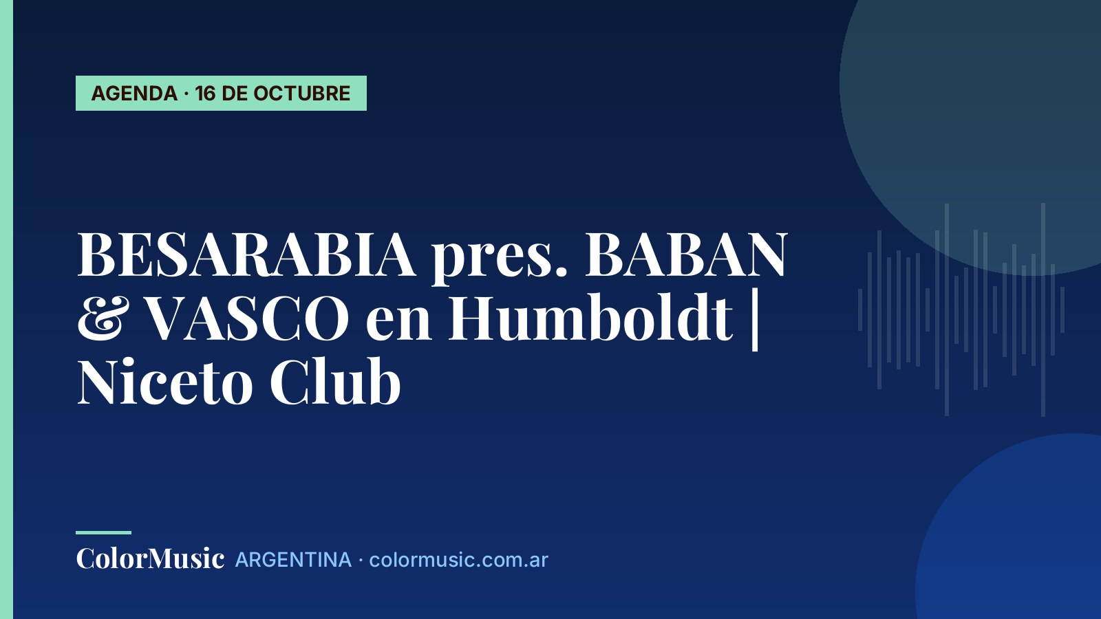 BESARABIA pres. BABAN & VASCO en Humboldt | Niceto Club