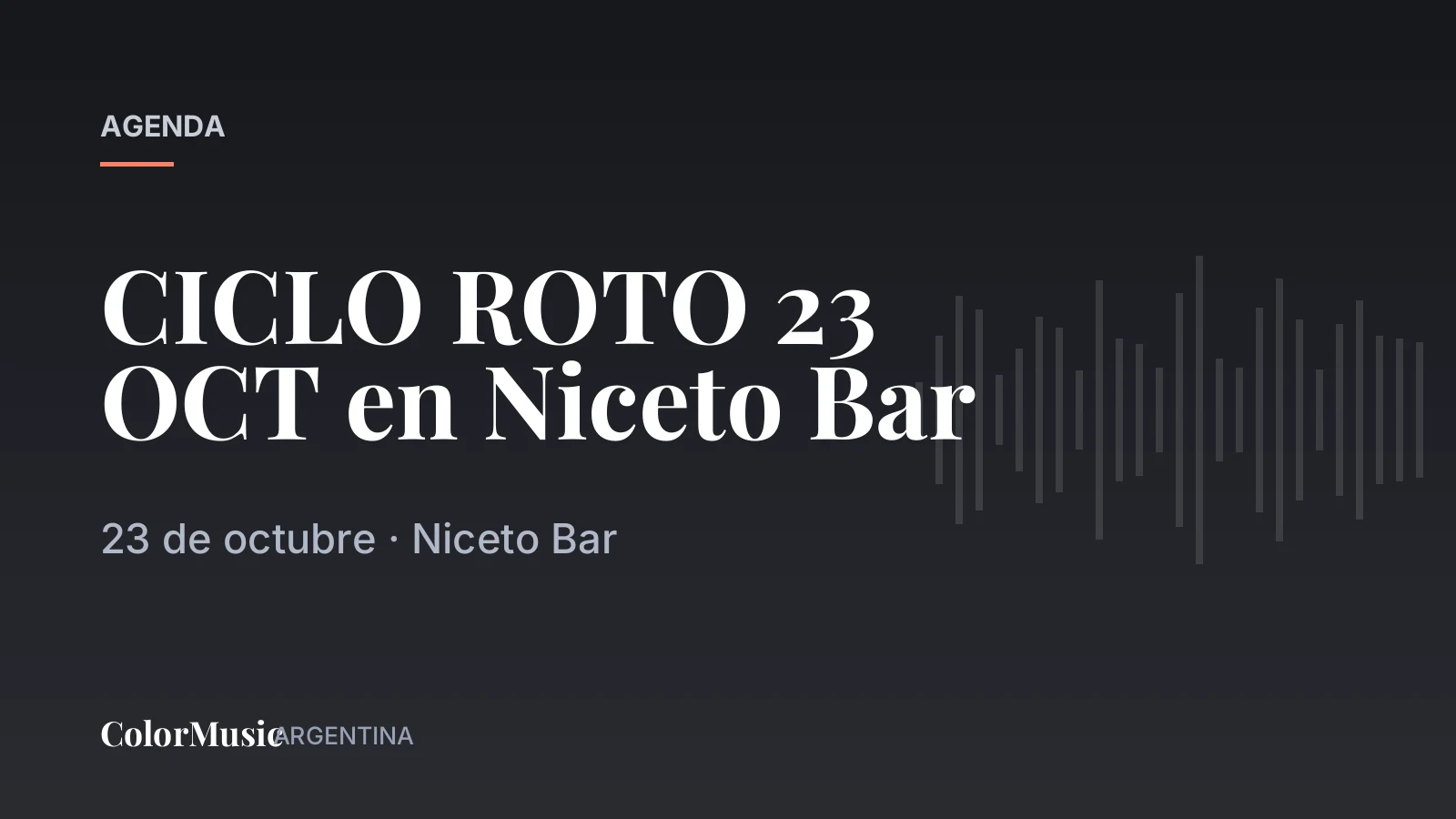 CICLO ROTO 23 OCT en Niceto Bar