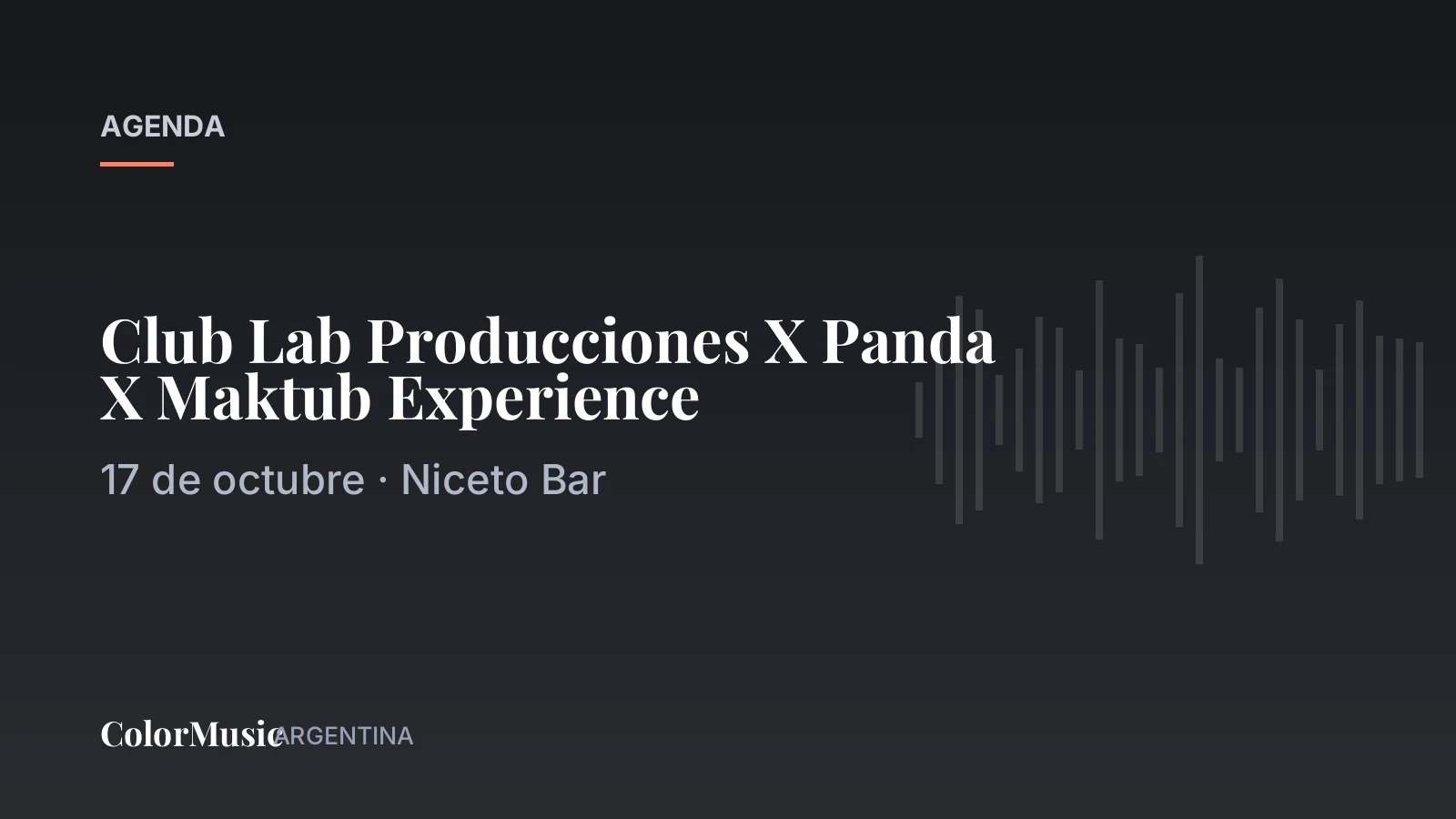 CLUB LAB PRODUCCIONES X PANDA X MAKTUB EXPERIENCE en Niceto Bar (17 de octubre)