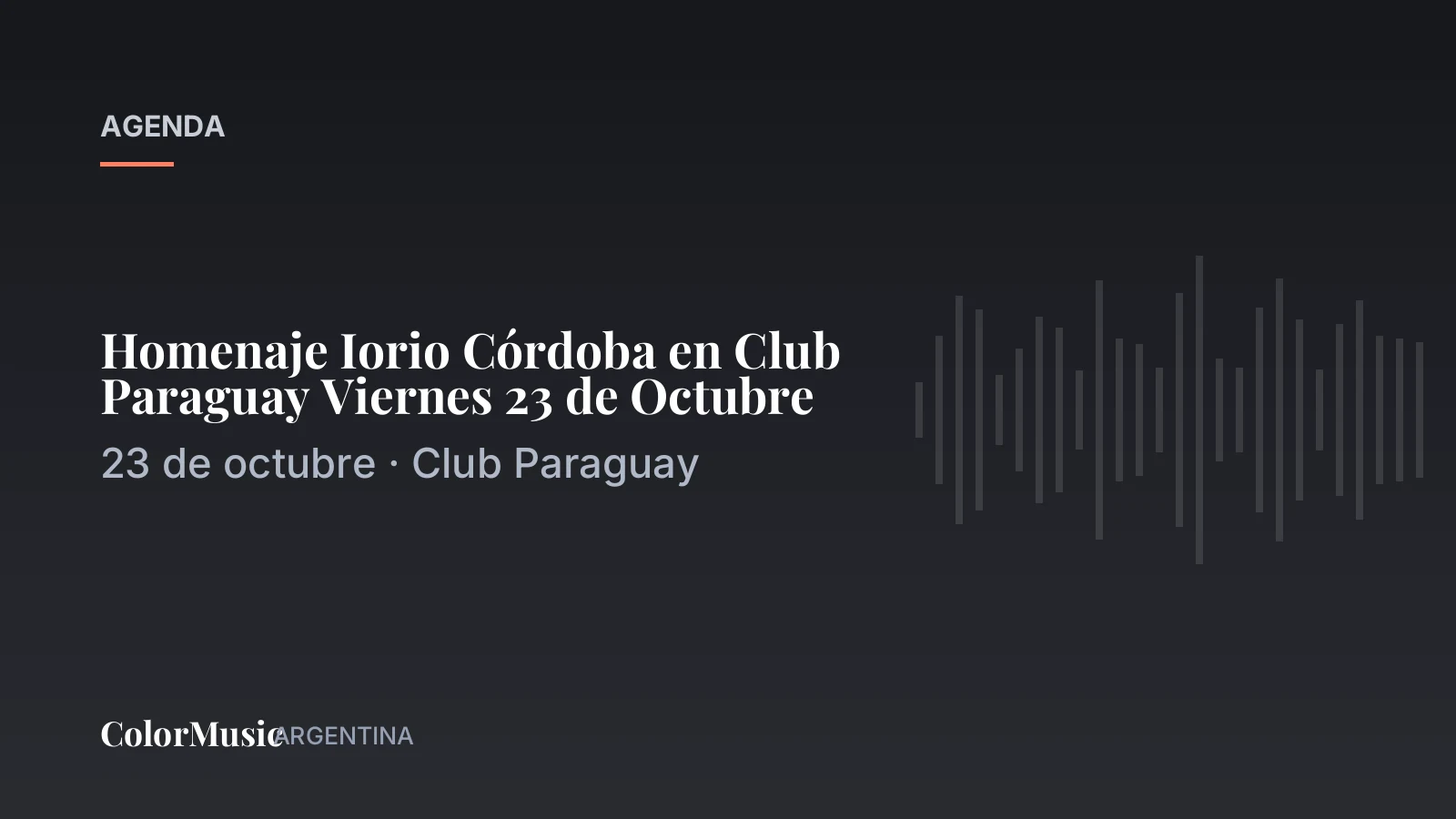 Homenaje Iorio Córdoba en Club Paraguay Viernes 23 de Octubre – link free (23 de octubre)