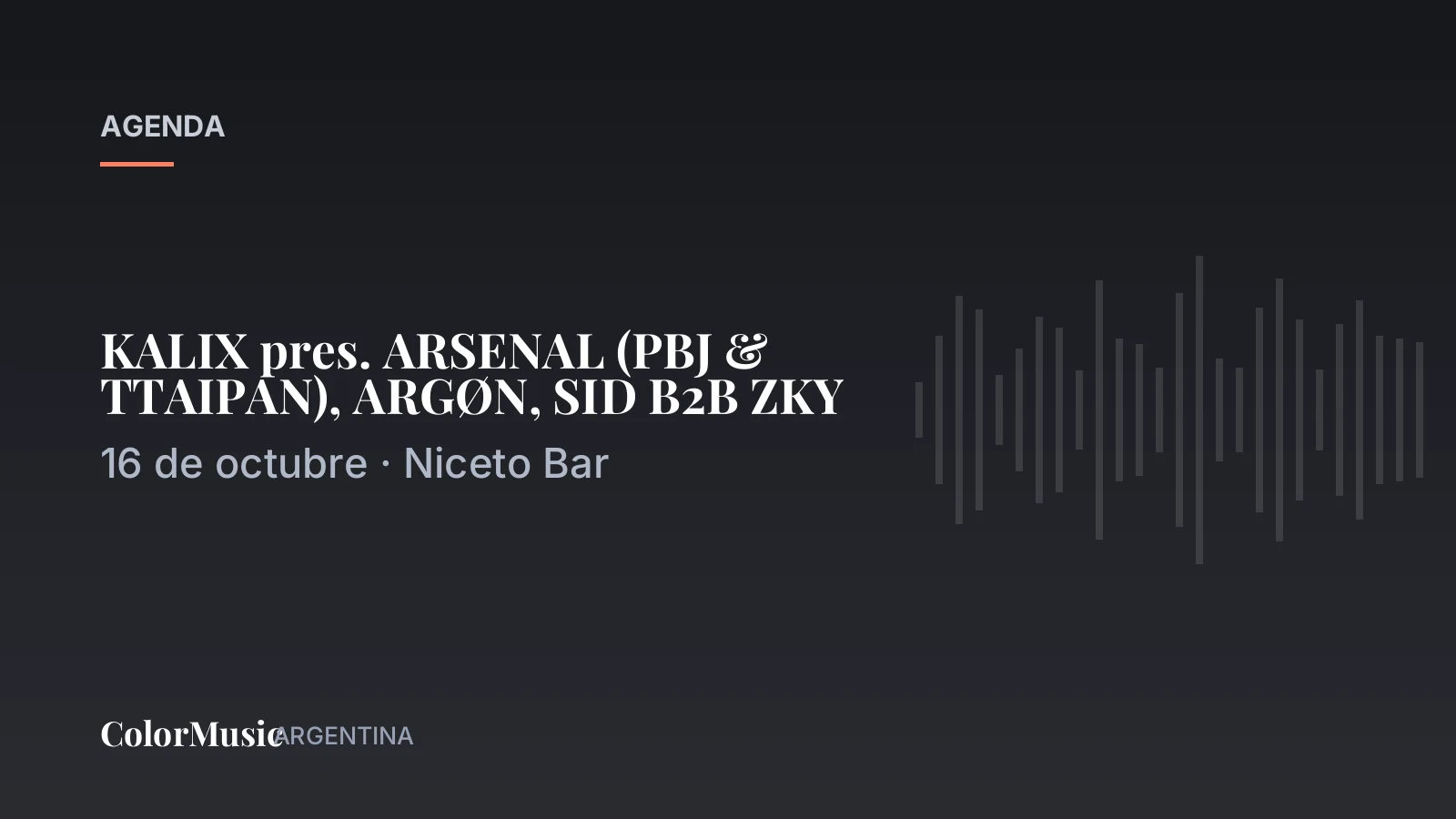 KALIX pres. ARSENAL (PBJ & TTAIPAN), ARGØN, SID B2B ZKY en Niceto Bar (16 de octubre)