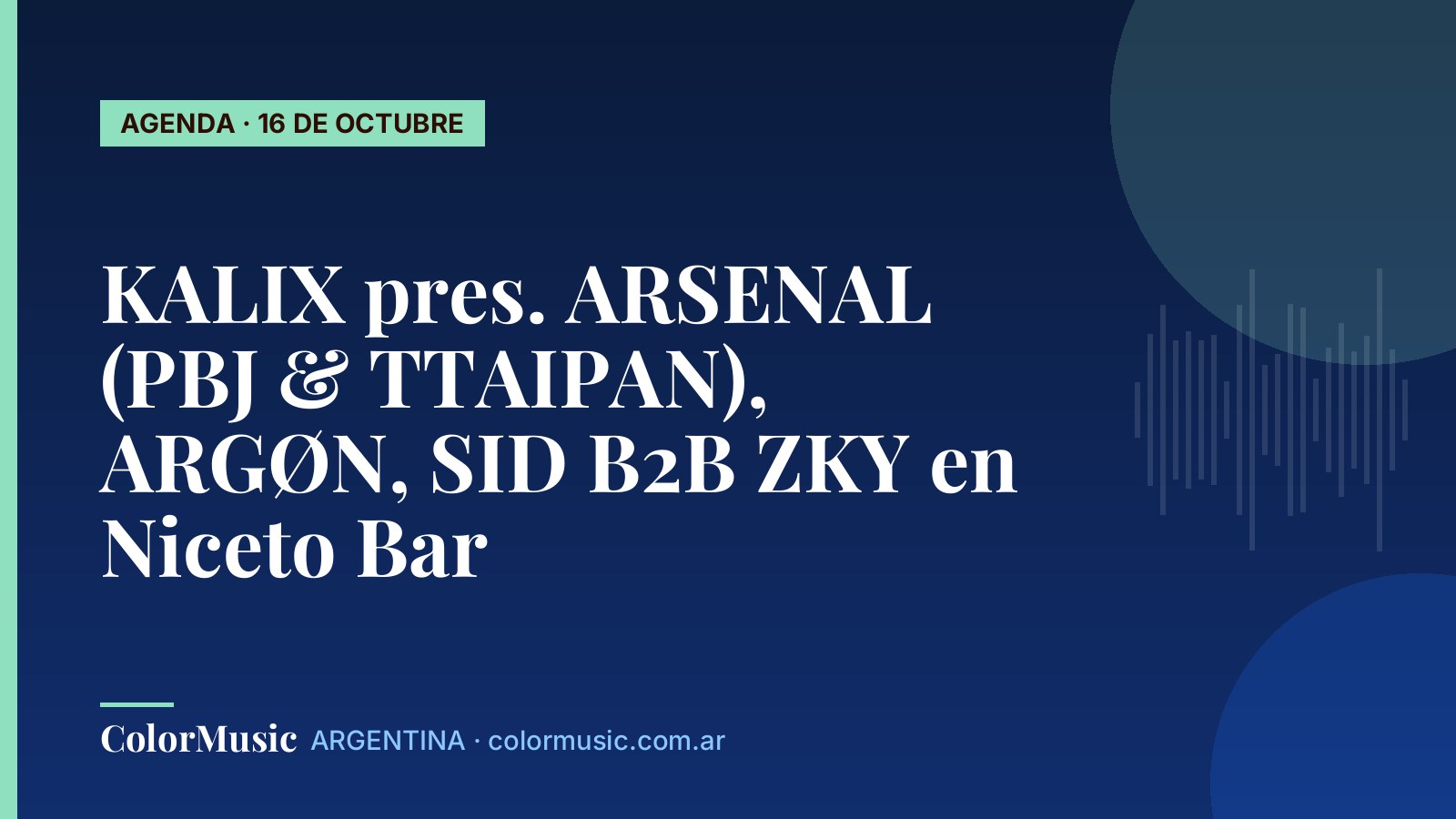 KALIX pres. ARSENAL (PBJ & TTAIPAN), ARGØN, SID B2B ZKY en Niceto Bar
