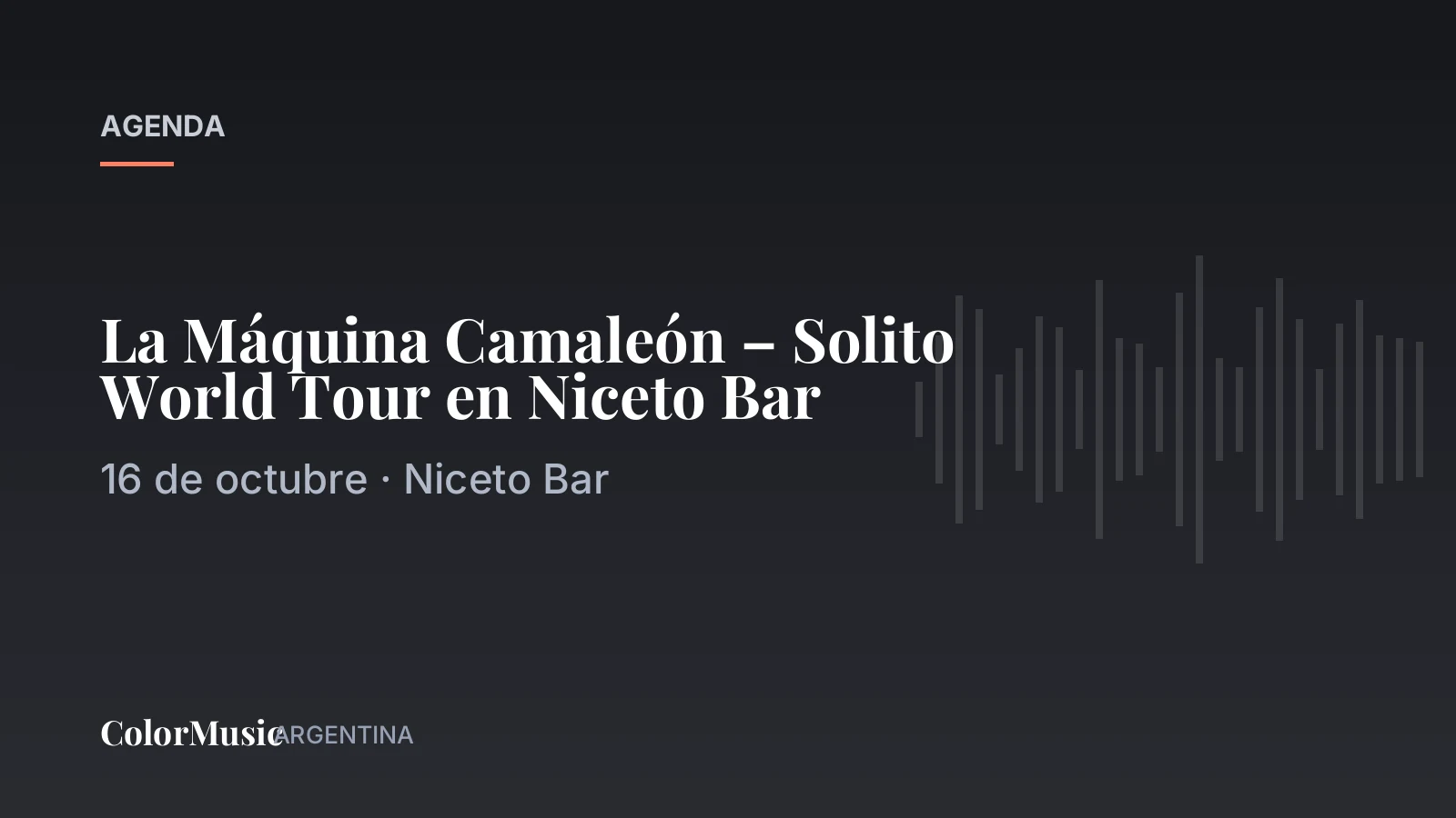 La Máquina Camaleón – Solito World Tour en Niceto Bar