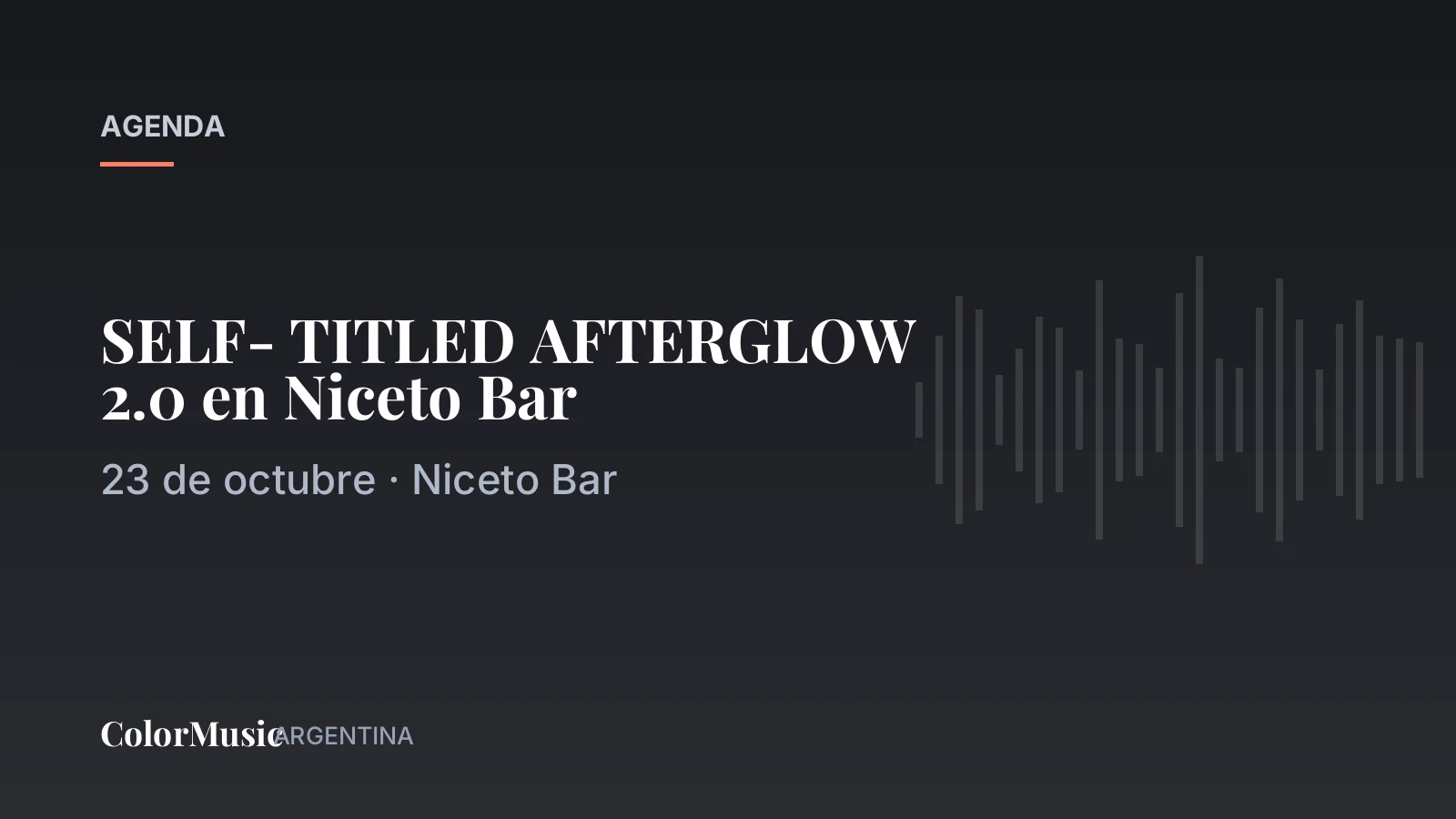 SELF- TITLED AFTERGLOW 2.0 en Niceto Bar