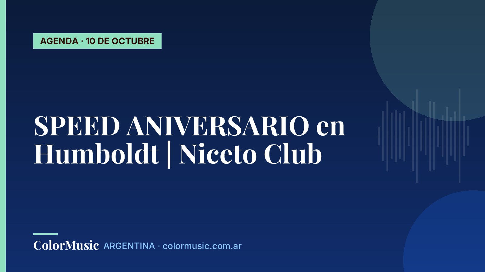 SPEED ANIVERSARIO en Humboldt | Niceto Club